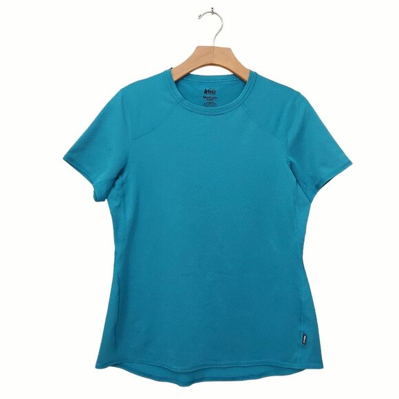 Rei Coop Base Layer Womens Medium Blue Lightweight Crew Neck Stretch Outdoor - Picture 1 of 10